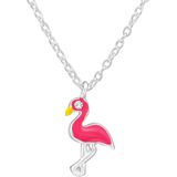 Zilveren ketting met flamingo hanger