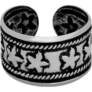 Zilveren ear cuff, geoxideerd zilveren band met sterren