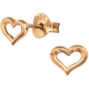 Rose gold plated oorstekers, hartje
