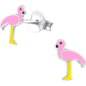 Oorstekers met roze flamingo, gele poten