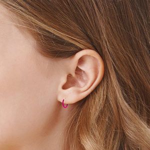 Zilveren oorringen, 18 mm, fel roze