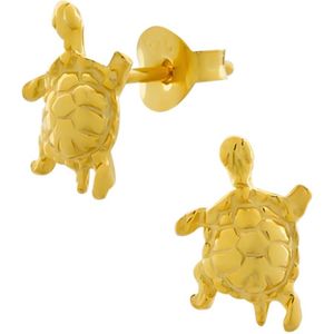 Gold plated oorstekers, schildpad