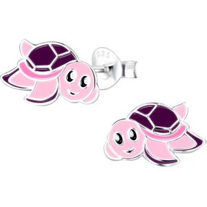 Zilveren oorstekers, roze schildpadjes