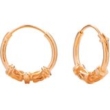 Rose gold plated Bali hoops, slinger en getwijnde spiralen