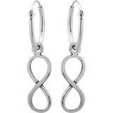 Zilveren oorbellen | Oorringen met hanger | Zilveren oorringen met hanger, infinityteken, lemniscaat