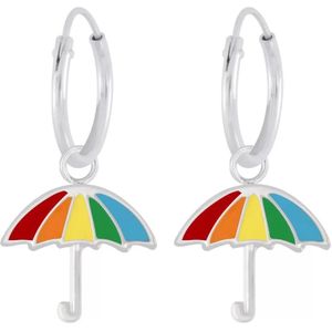 Zilveren oorringen met hanger, paraplu