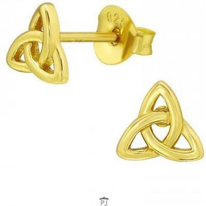 Gold plated oorstekers, triquetra