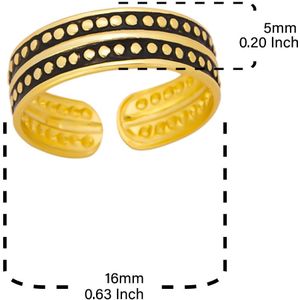 Gold plated teenring, geoxideerd met stippen