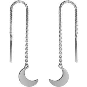 Zilveren chain oorbellen, maantje