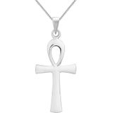 Zilveren ketting met hanger, ankh kruis