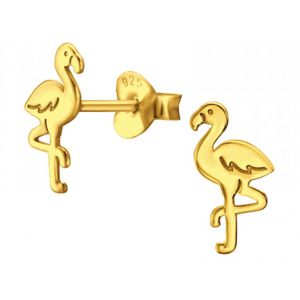 Gold plated oorstekers, flamingo