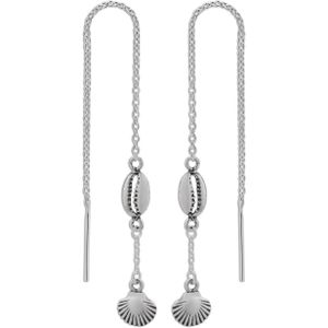 Zilveren chain oorbellen met schelpjes