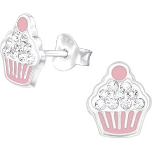 Zilveren oorstekers, cupcakes met kristallen