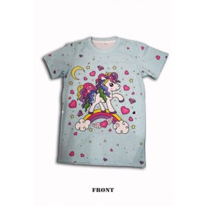 Kinder T-shirt met leuke unicorn print, lichtblauw