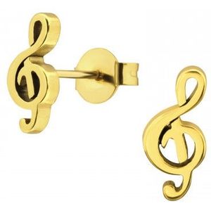 Gold plated oorstekers, G sleutel