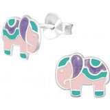 Zilveren oorstekers, gekleurde olifant