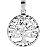 Zilveren hanger, cirkel met sierlijke tree of life