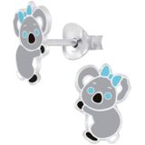 Zilveren oorstekers, koala met blauwe strik