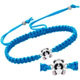 Katoenen armbandje, zilveren panda