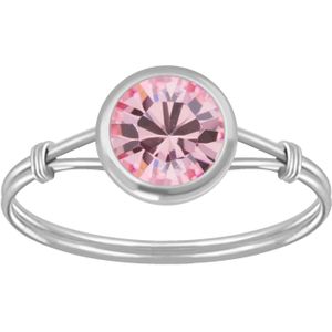 Zilveren ring met roze kristal