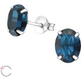 Zilveren oorstekers met Swarovski kristal, twee kleuren blauw