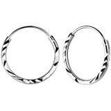 Zilveren oorringen, 14 mm diamond cut