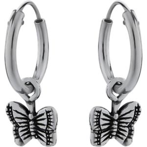 Zilveren oorringen, vlinder hanger
