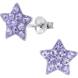 Zilveren oorstekers, violette ster