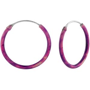 Zilveren oorringen, 18 mm, 1.2 mm dik, roze