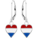 Zilveren oorhangers, hart met Nederlandse vlag