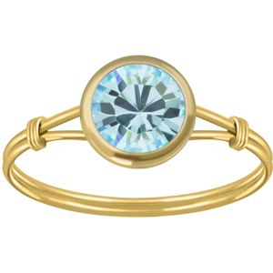Gold plated ring met aqua kristal