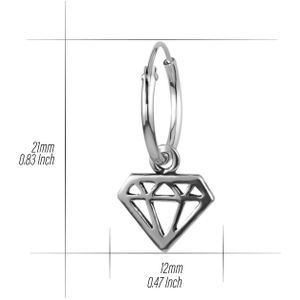 Zilveren oorringen met hanger, diamant