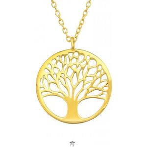 Gold plated ketting met hanger, tree of life