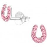 Zilveren oorstekers, roze hoefijzers