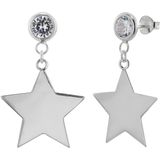 Zilveren oorstekers met hanger, kristal met ster