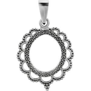 Zilveren hanger, sierlijke cirkel met opengewerkte details