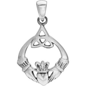 Zilveren hanger, Claddagh met triquetra