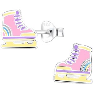 Zilveren oorstekers, schaats in pastelkleuren
