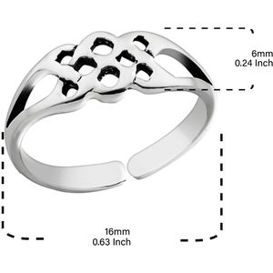 Zilveren teenring, opengewerkt gevlochten patroon