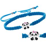 Katoenen armbandje, panda met roze strik