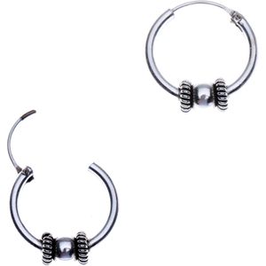 Zilveren Bali hoops, snoepje, 14 mm