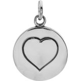 Zilveren hanger, gladde cirkel met getekend hart