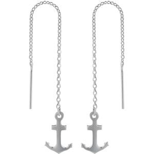 Zilveren chain oorbellen met anker