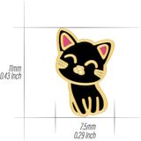 Gold plated oorringen met hanger, zwart katje