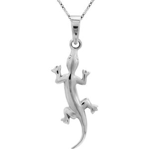 Zilveren ketting met hanger, salamander
