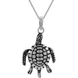 Zilveren ketting met hanger, schildpad