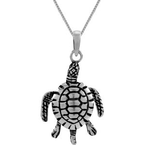 Zilveren ketting met hanger, schildpad