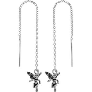 Zilveren chain oorbellen, engeltje