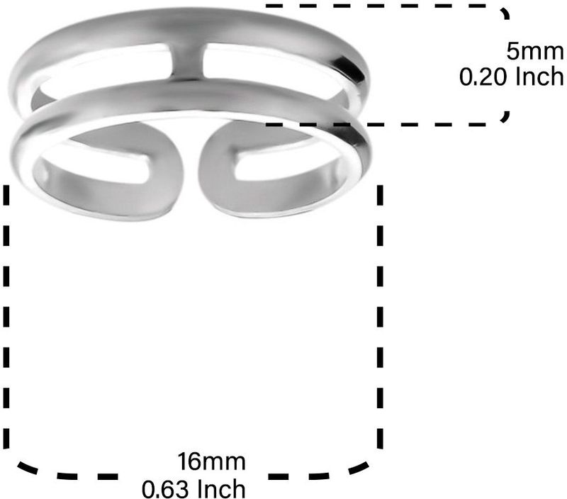Teenringen | Zilveren teenring, dubbele band