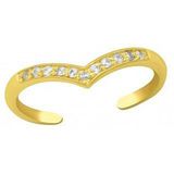 Gold plated teenring, hartvorm met kristallen